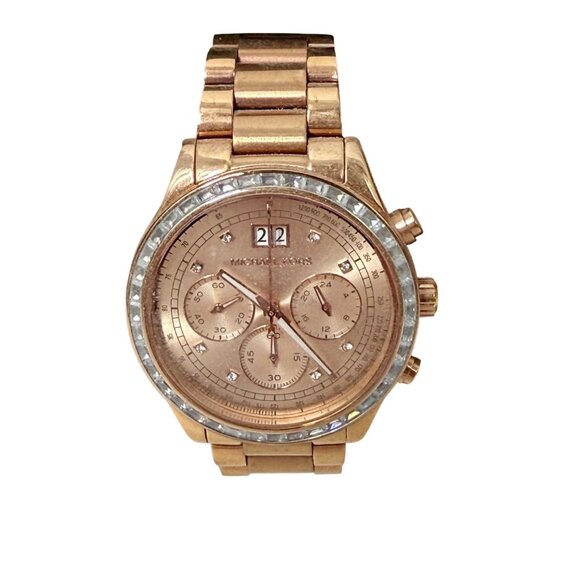 Michael Kors Rose Gold Womens Chronograph Watch w/Crystal Bezel & Date Display - Picture 3 of 11